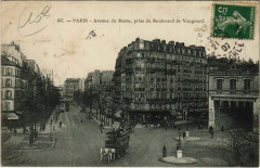 Carte postale ancienne Avenue du Maine, prise du Boulevard de Vaugirard
                                                                     à Paris 15e
                                