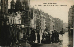 Carte postale ancienne Crue de la Seine - Vue sur la rue de Lyon - Janvier 1910
                                                                     à Paris 12e
                                
