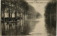 Paris 8e - Inondations, janvier 1910 - Avenue Montaigne à Paris 8e