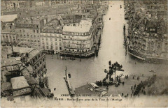 Crue de la Seine - 29 Janvier 1910 - Rue de Lyon prise de la Tour de l'Horloge à Paris 12e