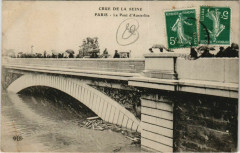 Carte postale ancienne Crue de la Seine - Le Pont d'Austerlitz
                                                                     à Paris 12e
                                