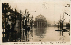 Inondations de Paris (Janvier 1910) - La Place et l'Eglise de la Nativité à Paris 12e