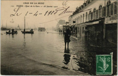 Carte postale ancienne Crue de la Seine - Quai de la Gare - 28 Janvier 1910
                                                                     à Paris 13e
                                