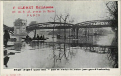 Carte postale ancienne Paris inondé (janvier 1910) - Quai et Viaduc du Métro (près gare d'Austerlitz)
                                                                     à Paris 13e
                                
