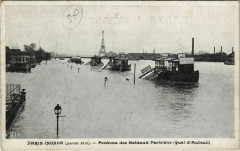Carte postale ancienne Paris Inondé (janvier 1910) - Pontons des Bateaux Parisiens (Quai d'Auteuil)
                                                                     à Paris 16e
                                
