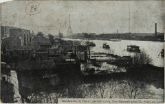 Carte postale ancienne Inondations de Paris (Janvier 1910) - Vue Générale prise du Point du Jour
                                                                     à Paris 16e
                                