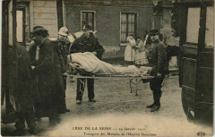Carte postale ancienne Crue de la Seine - 29 Janvier 1910 - Transport des Malades de l'Hôpital Boucicaut
                                                                     à Paris 15e
                                