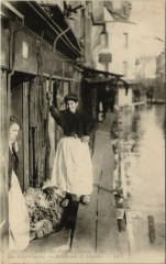 Carte postale ancienne Inondations de Paris (Janvier 1910) - Rue Saint-Charles - Marchande de Légumes
                                                                     à Paris 15e
                                