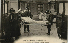 Carte postale ancienne Crue de la Seine - 29 Janvier 1910 - Transport des Malades de l'Hôpital Boucicaut
                                                                     à Paris 15e
                                