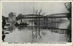 Carte postale ancienne Paris inondé (janvier 1910) - Quai et Viaduc du Métro (près gare d'Austerlitz)
                                                                     à Paris 13e
                                