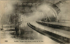 Carte postale ancienne Paris 5e - La gare Saint-Michel envahie par les eaux
                                                                     à Paris
                                