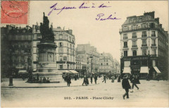 Carte postale ancienne Place Clichy
                                                                     à Paris 9e
                                