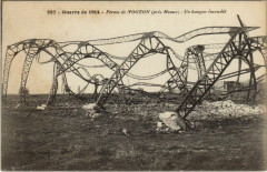 Guerre de 1914 - Ferme de Nogeon - Un hangar incendie