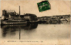 Montereau - L'Eglise et le Pont vus sur la Seine