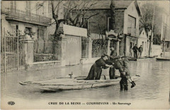 Courbevoie - Un Sauvetage - Crue de la Seine à Courbevoie