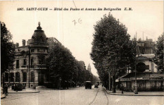 Carte postale ancienne Hôtel des Postes et Avenue des Batignolles
                                                                     à Saint-Ouen-sur-Seine
                                