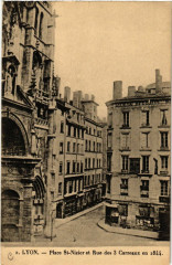 Lyon Place St-Nizier et Rue des 3 Carreaux en 1844 à Lyon