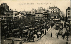Carte postale ancienne Cc 60 - Saint-Etienne - La Place du Peuple
                                                                     à Saint-Étienne
                                