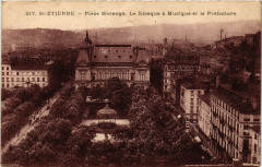 Saint-Etienne - Place Marengo-Le Kiosque a Musique et la Prefecture à Saint-Étienne