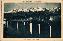 Grenoble - Vue de nuit et les Alpes à Grenoble