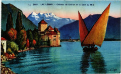 Lac Leman Chateau de Chillon et la Dent du Midi