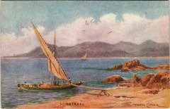 L'Esterel - Beach Scene with a Sailboat