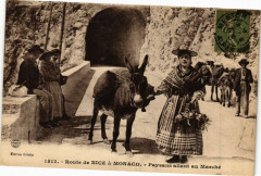 Route de Nice a Monaco - Paysans allant au Marché à Nice