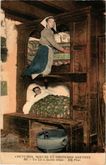Un Lit a Double Etage - Moeurs et Costumes Bretons - Folklore