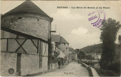 Noyers - Les rives du Serein et les tours à Noyers