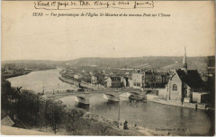 Sens vue panoramique de l'Eglise Saint-Maurice et du nouveau Pont à Sens