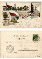 Litho Gruss aus Neunkirch 1899. Lothringen