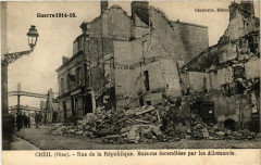 Guerre 1914-18 Creil - Rue de la Republique.Maisons à Creil