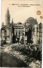 Lille-Rue Faidherbe-Passage Centenaire apres le bombardement à Lille