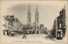 La Ferte-Mace L'Eglise et la Place du Marche France