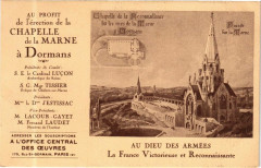 Au Profit de l'erection de la Chapelle de la Marne a Dormans à Dormans