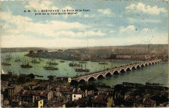 Bordeaux - La Rade et le Pont pris de la Tour Saint-Michel à Ris