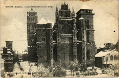 Rodez - La Cathédrale sous la neige à Rodez