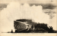 Biarritz La Digue du Rocher de la Vierge pendant la tempete à Biarritz