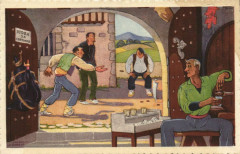 Au Pays Basque - Au cabaret d'apées les Gouaches originales de