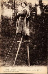 Landes - Types Landais - Echassien et sa Peau de Mouton - Folklore