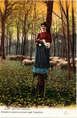 Bergere Landaise Gardant son Troupeau - Folklore