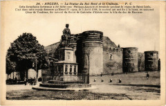 Angers - La Statue du Roi René et le Chateau à Angers