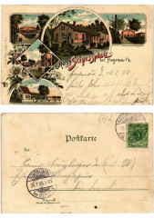 Litho Gruss vom Schiessplatz bei Hagenau 1898. Alsace à Russ