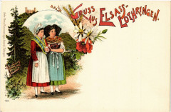 Gruss aus Elsass-Lothringen - Litho - Folklore - Types à Russ