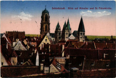 Schlettstadt Blick auf Munster und Saint-Fideskirche