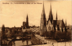 Strassburg Ev.Garnisonskirche u.Blick auf das Munster