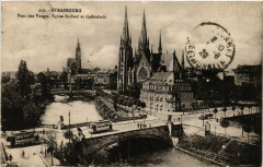 Strassburg Pont des Vosges Eglise Saint-Paul et Cathedrale