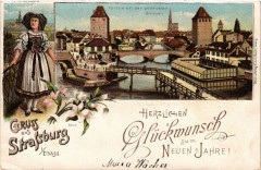 Strasbourg - Strassburg - Parthie b. den gedeckten Brucken -
																					67000 Strasbourg
																			