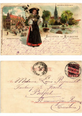 Litho souvenir de Mulhouse 1898 . Alsace à Mulhouse