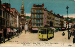 Le Havre-Rue Thiers et l'Eglise Saint-Michel au Havre